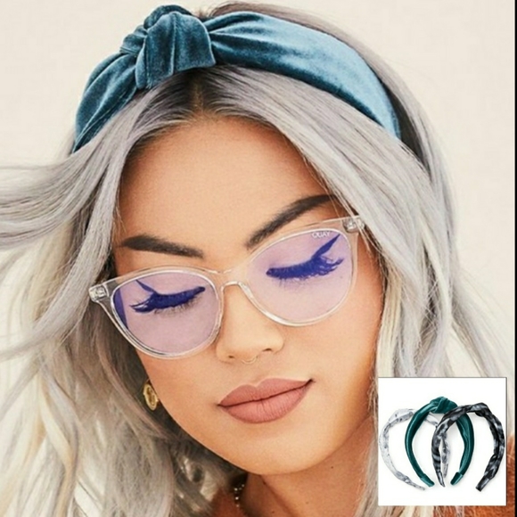 QUAY AUSTRALIA Set of 3 Top Knot Headbands in Velvet & Satin - Picture 2 of 9